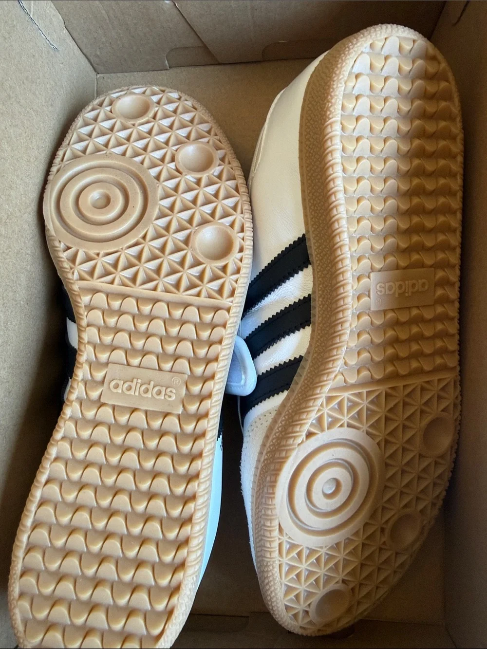 adidas Samba Janes Strap Sneakers in White/Black with Gum Sole